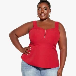 NWT CITY CHIC Sassy Class Red Peplum Top Plus L (20)
